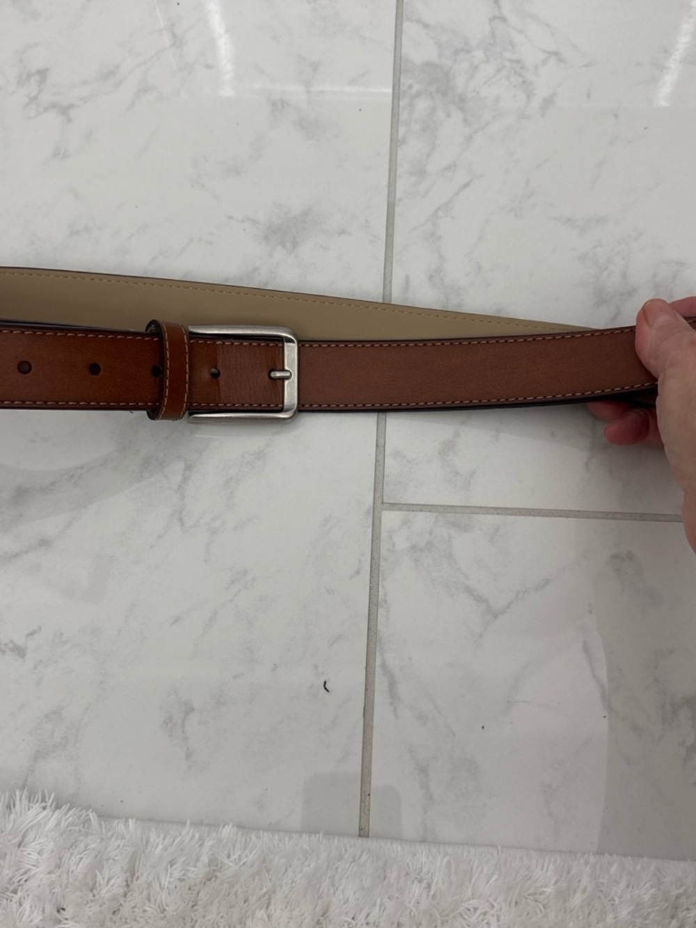 Target Men’s Brown Leather Belt with Silver Buckle